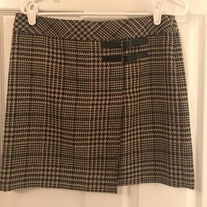 Tan and Black Plaid skirt with leather detailing